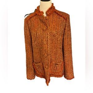 CHICO'S WOMEN’S FALLEN FOR FALL ORANGE SARAIH JACKET‎ CHICO’S SIZE 3 (XL/16)